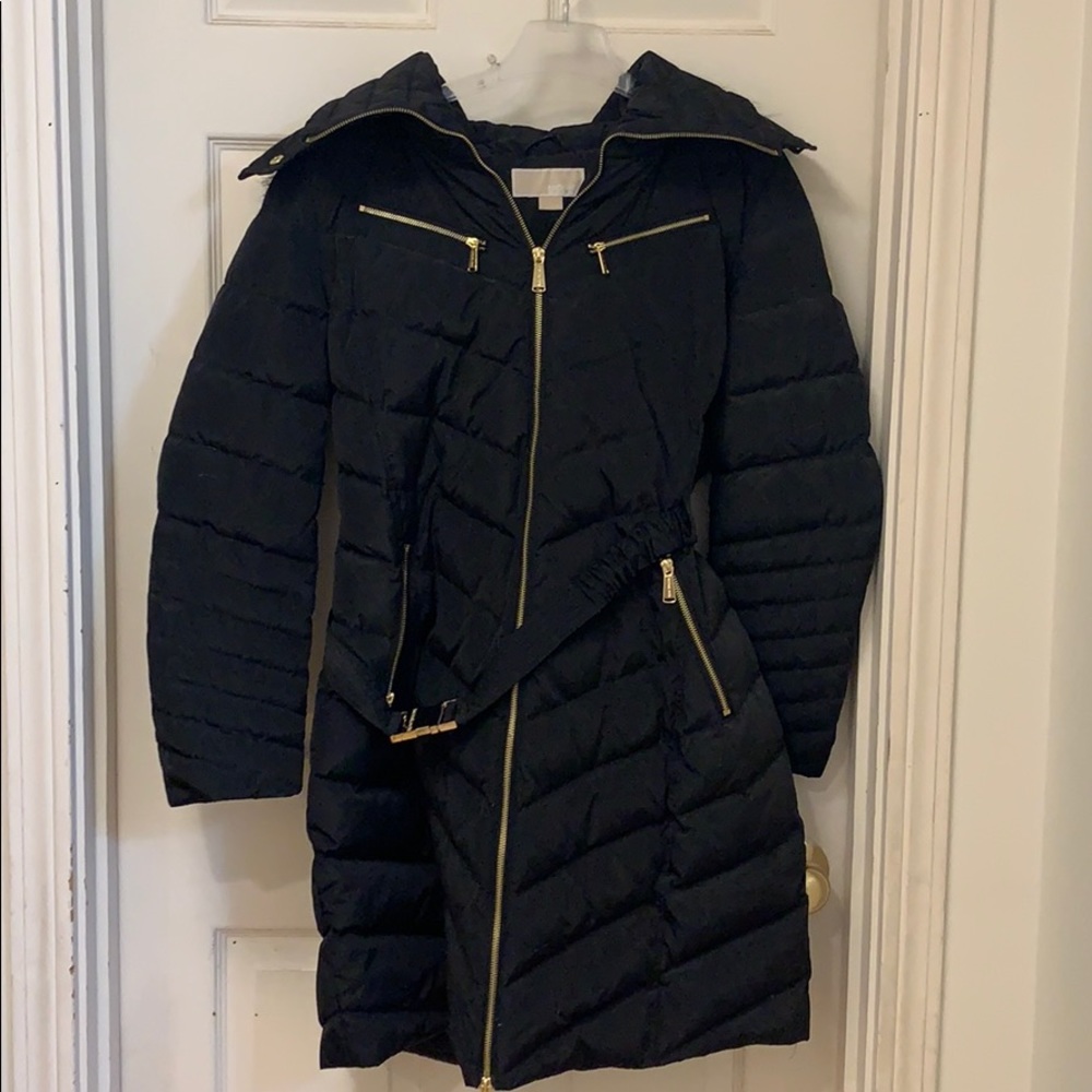 Michael Kors Black Jacket with Gold Jewelry